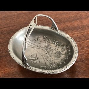 Pewter Basket with Flowers & Butterfly Motif